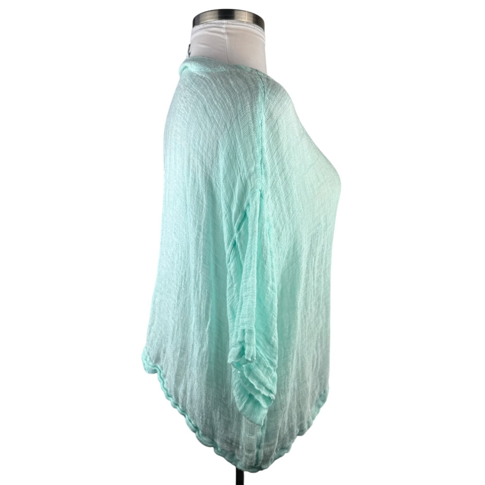 ✨2/$20 J. Jill Linen Mint Green Open Sheer Top Lagenlook Beachy Plus Size 1X - Picture 8 of 14